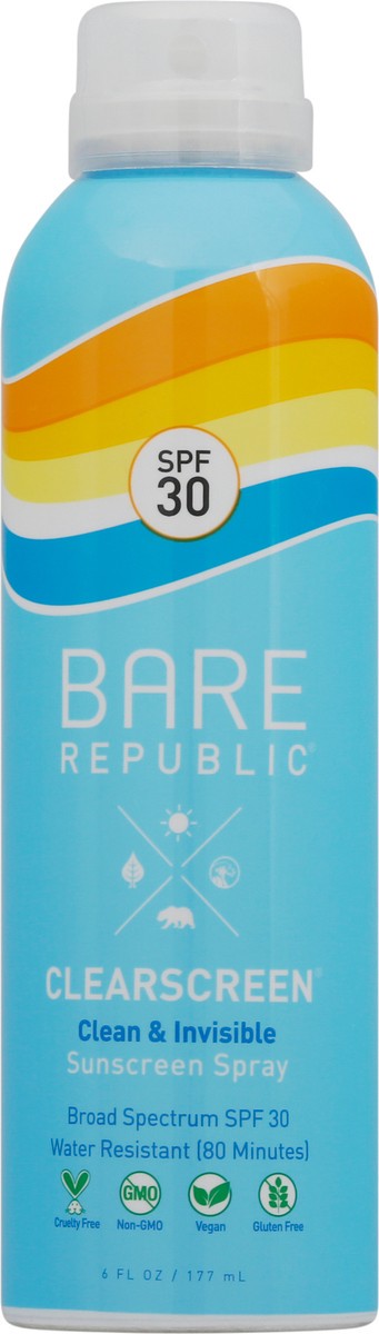 slide 1 of 9, Bare Republic Clearscreen Spray Spf 30, 6 oz