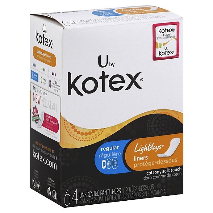 slide 1 of 1, Kotex Lightdays Unscented Pantiliners, 64 ct