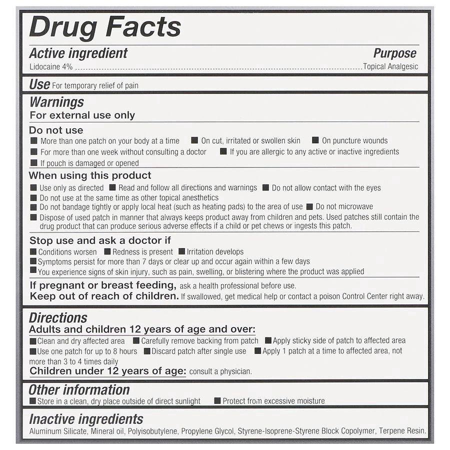 slide 2 of 5, Walgreens Flexible Pain Relieving Lidocaine Patch 2 3/4 x 3 15/16 Inches, 7 ct