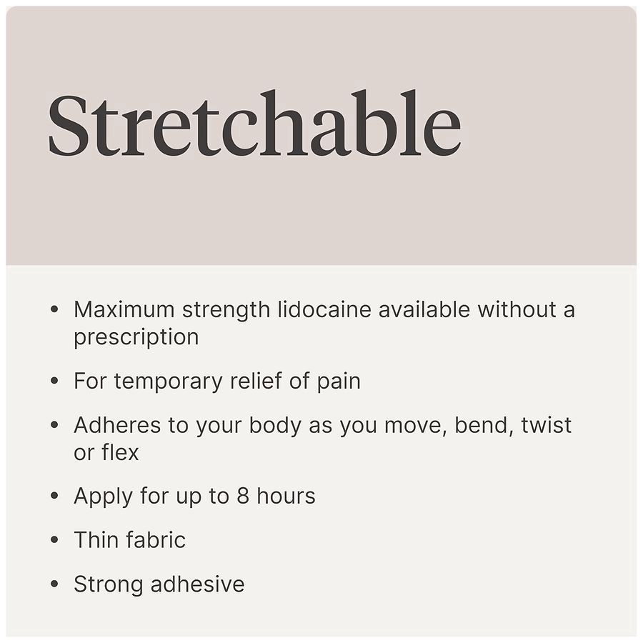 slide 4 of 5, Walgreens Flexible Pain Relieving Lidocaine Patch 2 3/4 x 3 15/16 Inches, 7 ct