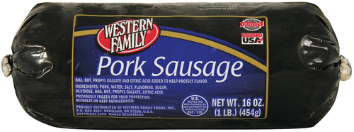 slide 1 of 1, Western Family Saugage Pork Roll, 16 oz