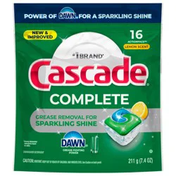 Cascada Lemon Scent Dishwasher Detergent 16 pk
