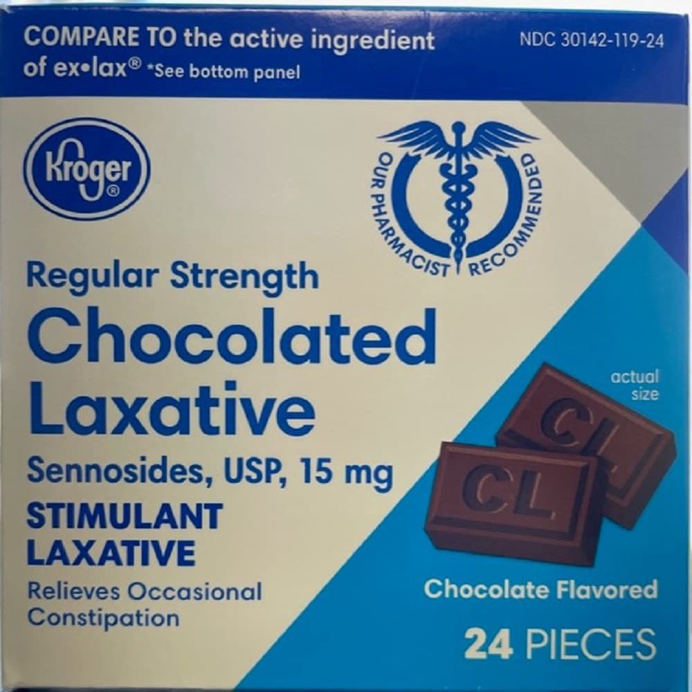 slide 1 of 2, Kroger Chocolate Laxative, 24 ct