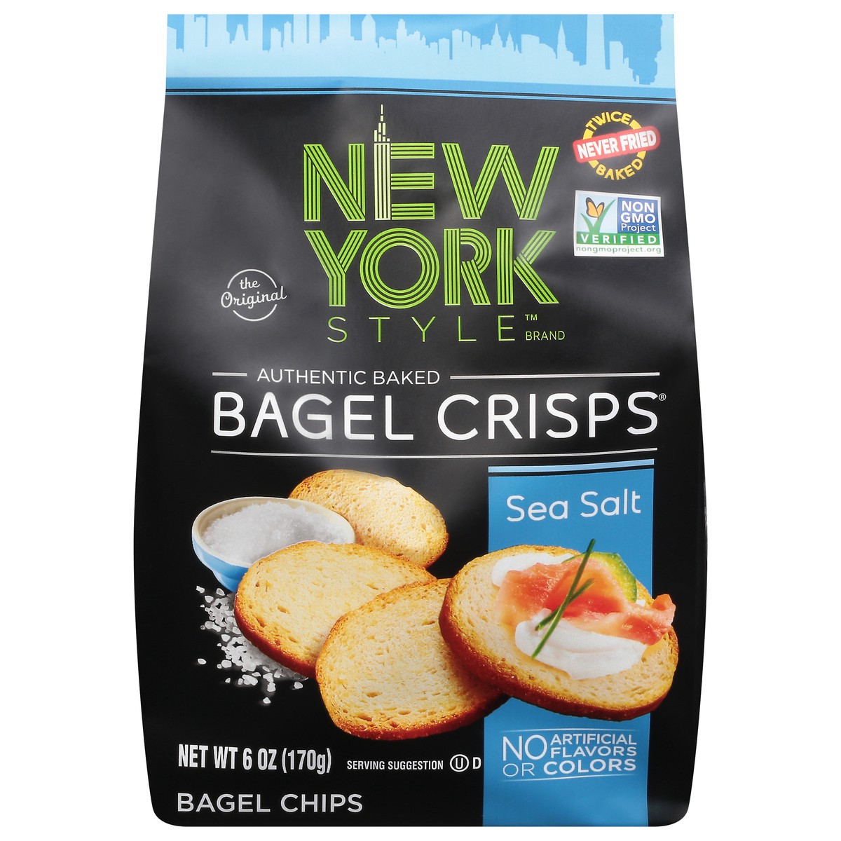 slide 1 of 1, New York Style Bagel Crisps, 6 oz