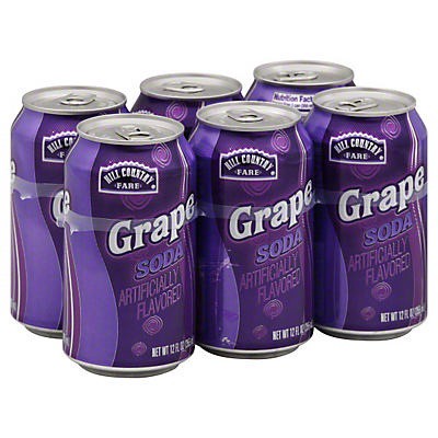 slide 1 of 1, Hill Country Fare Grape Soda - 6 ct; 12 fl oz, 6 ct; 12 fl oz