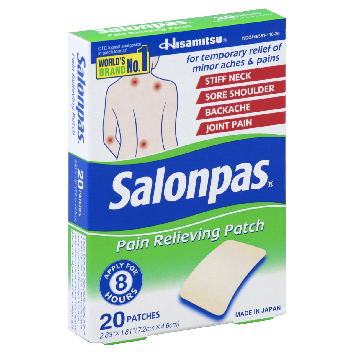 slide 5 of 5, Salonpas Pain Relieving Patch 20 ea, 20 ct