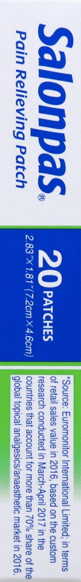 slide 4 of 5, Salonpas Pain Relieving Patch 20 ea, 20 ct