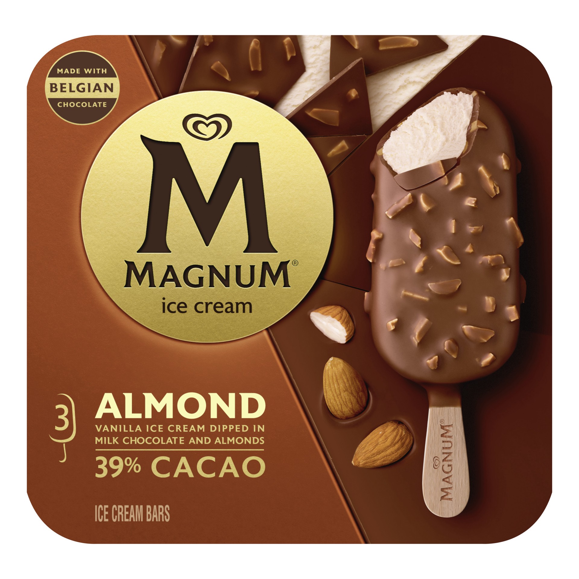 slide 1 of 6, Magnum Ice Cream Bars Almond, 9.12 oz, 3 Count, 9.12 oz