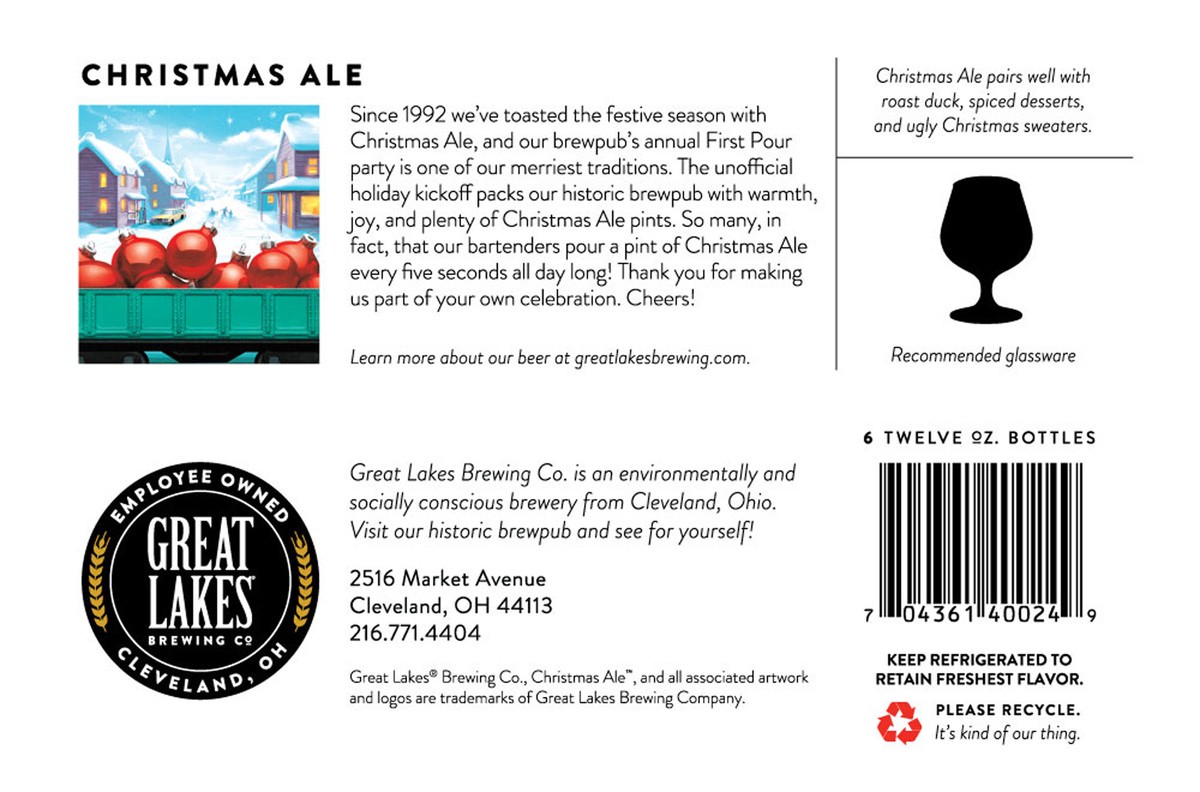 slide 5 of 5, Great Lakes Brewing Co. Christmas Ale Beer 6-12 oz Bottles, 6 ct; 12 oz