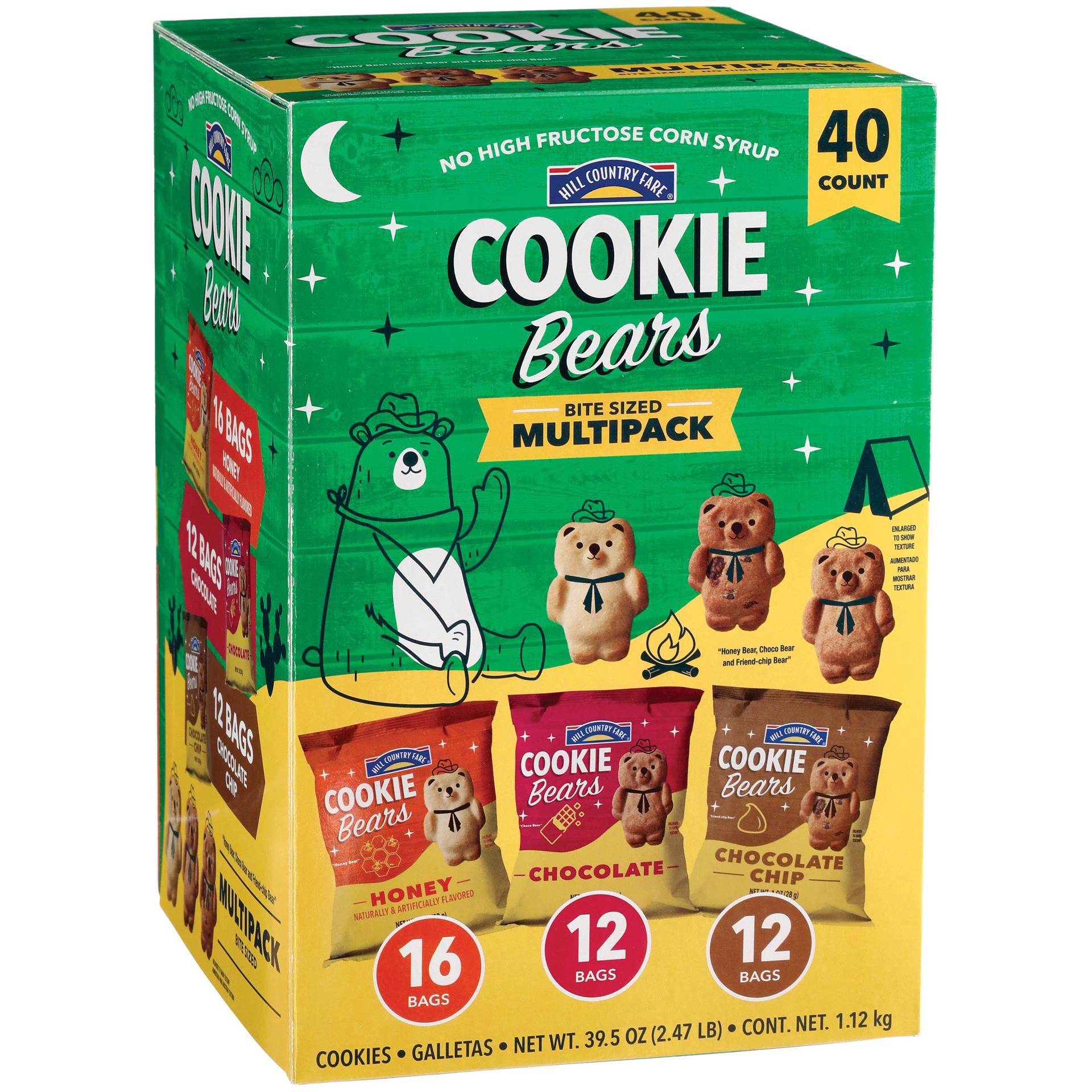 slide 1 of 1, Hill Country Fare Cookie Bears Multipack 1 oz Bags, 40 ct