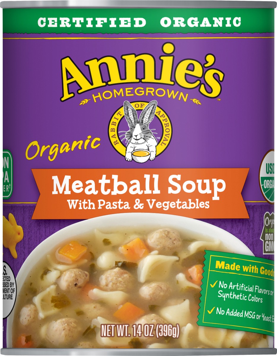 slide 6 of 9, Annie's Organic Meatball Soup with Pasta & Vegetables 14 oz, 14 oz