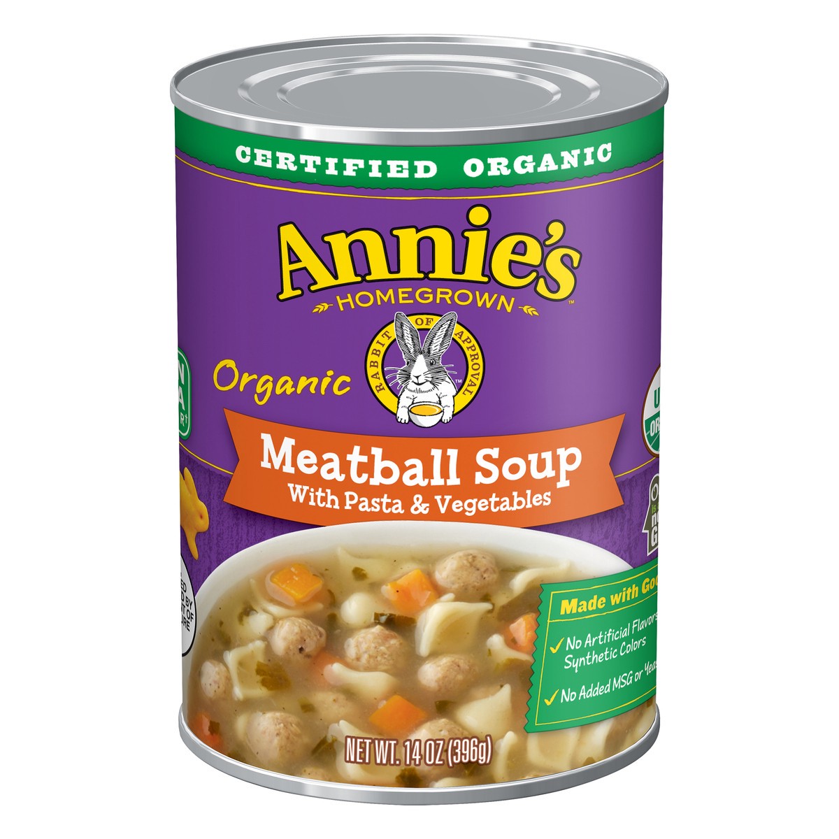 slide 1 of 9, Annie's Organic Meatball Soup with Pasta & Vegetables 14 oz, 14 oz