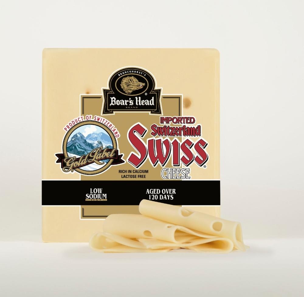slide 1 of 1, Boar's Head Gold Label Imported Switzerland Swiss Cheese, per lb