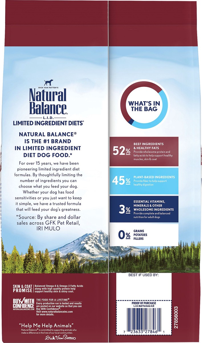 slide 6 of 7, Natural Balance L.I.D. Limited Ingredients Diet Grain Free Beef Formula Dog Food 4 lb, 4 lb