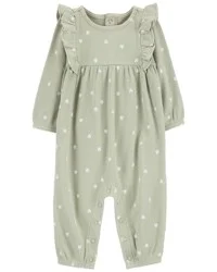 Carter's Baby Heart Thermal Long-Sleeve Jumpsuit - Green Green 3M