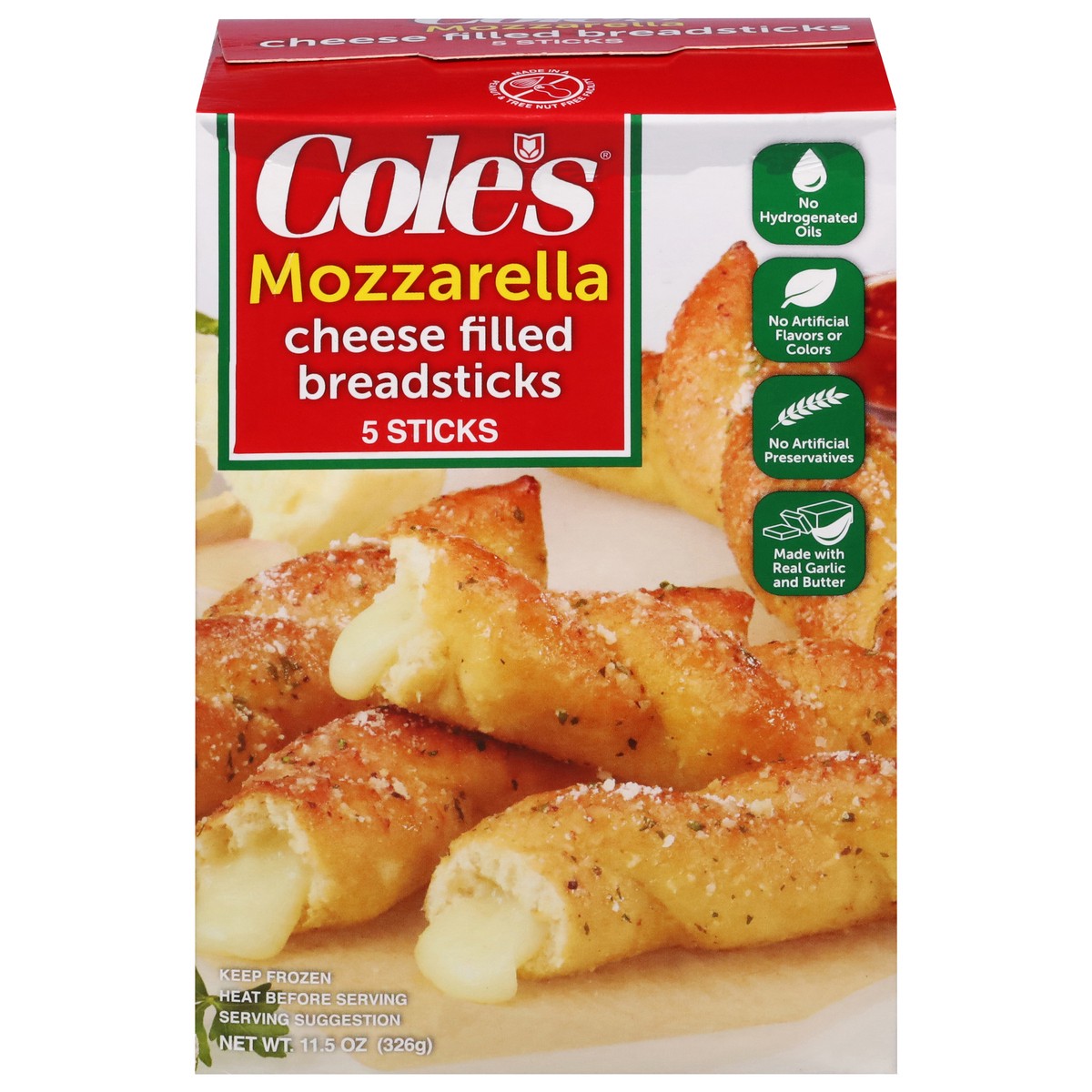 slide 1 of 9, Cole's Cheese Filled Mozzarella Breadsticks 5 ea, 5 ct