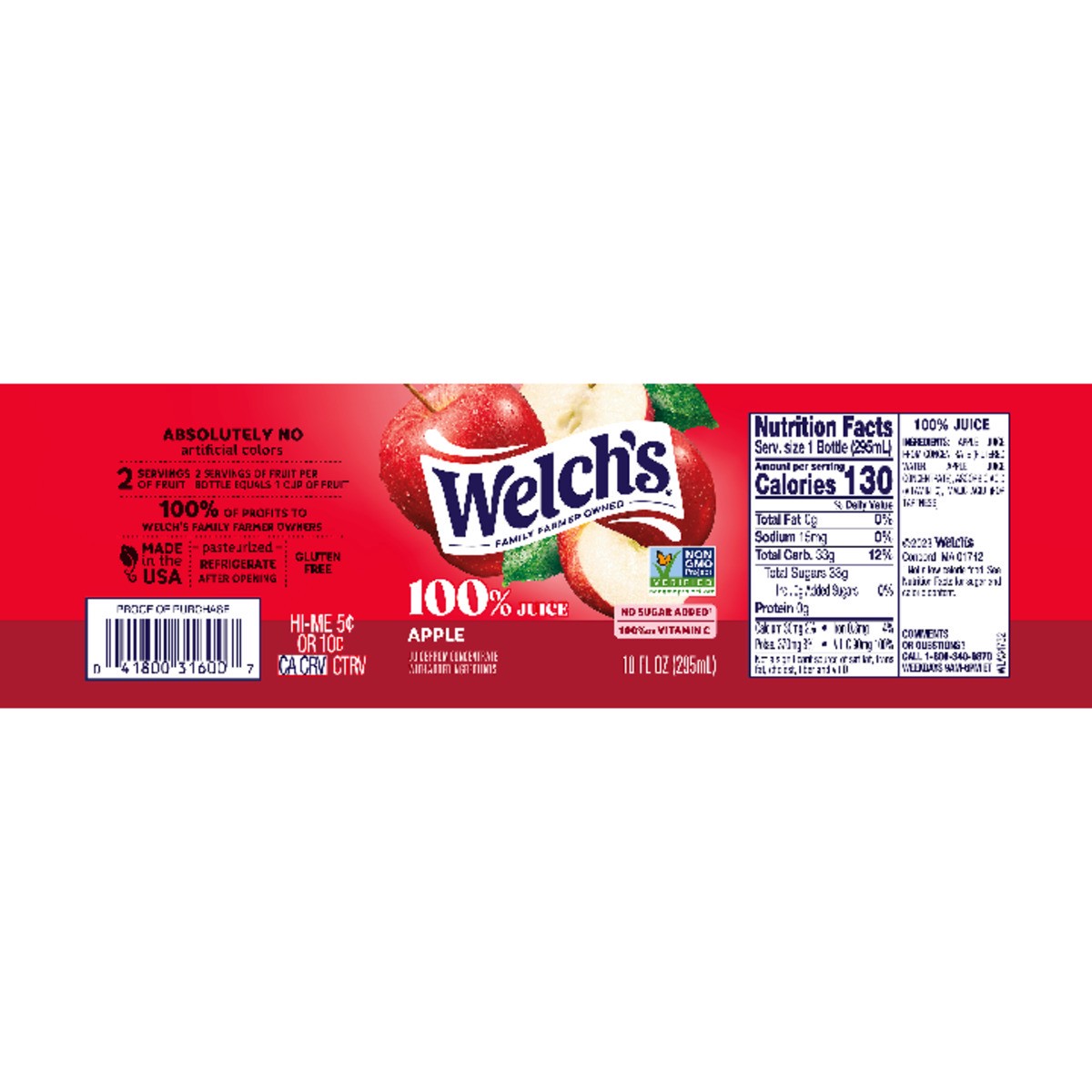 slide 6 of 9, Welch's 100% Apple Juice, 10 fl oz On-the-Go Bottle, 10 fl oz