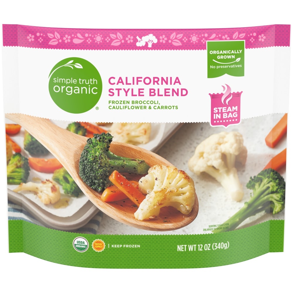 slide 1 of 1, Simple Truth Organic California Style Blend Frozen Broccoli Cauliflower Carrots, 12 oz