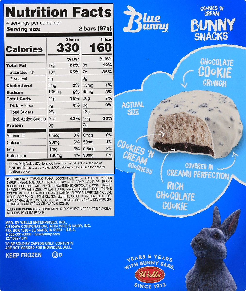 slide 7 of 13, Blue Bunny Cookies 'N Cream Frozen Dairy Dessert 8.0 ea, 8 ct