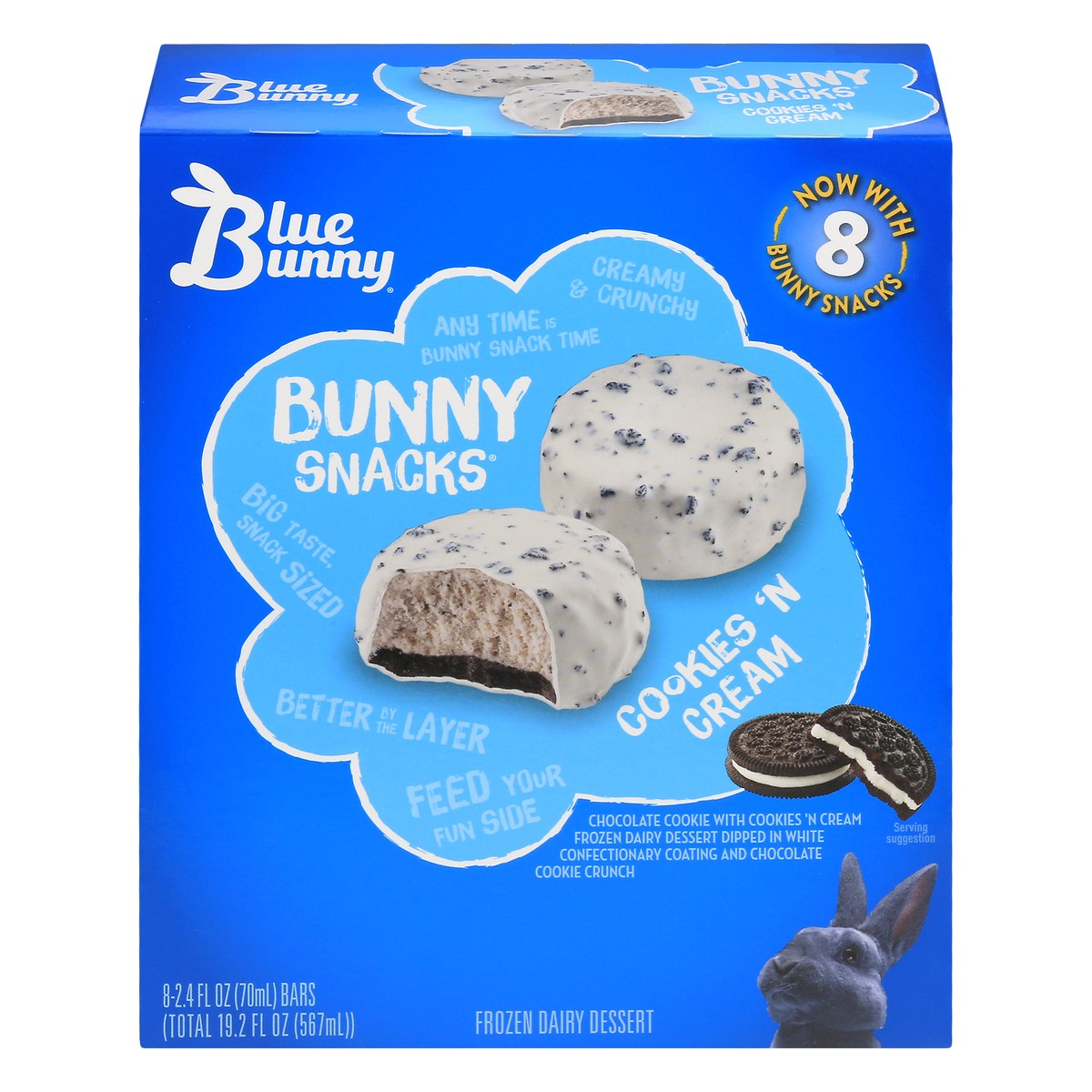 slide 1 of 13, Blue Bunny Cookies 'N Cream Frozen Dairy Dessert 8.0 ea, 8 ct