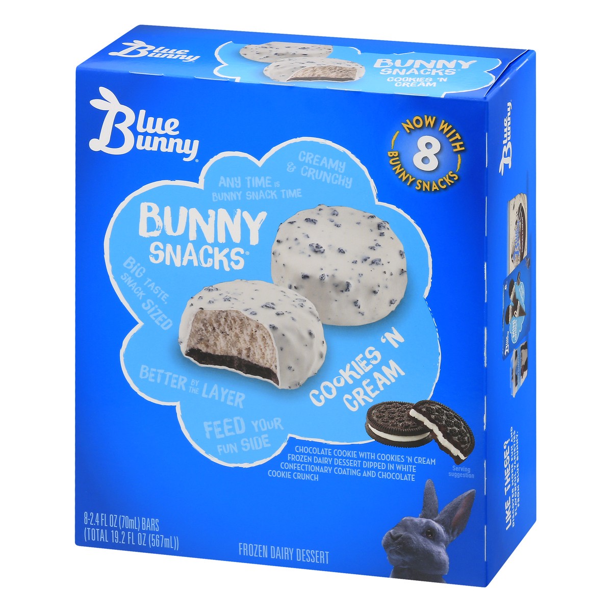 slide 10 of 13, Blue Bunny Cookies 'N Cream Frozen Dairy Dessert 8.0 ea, 8 ct