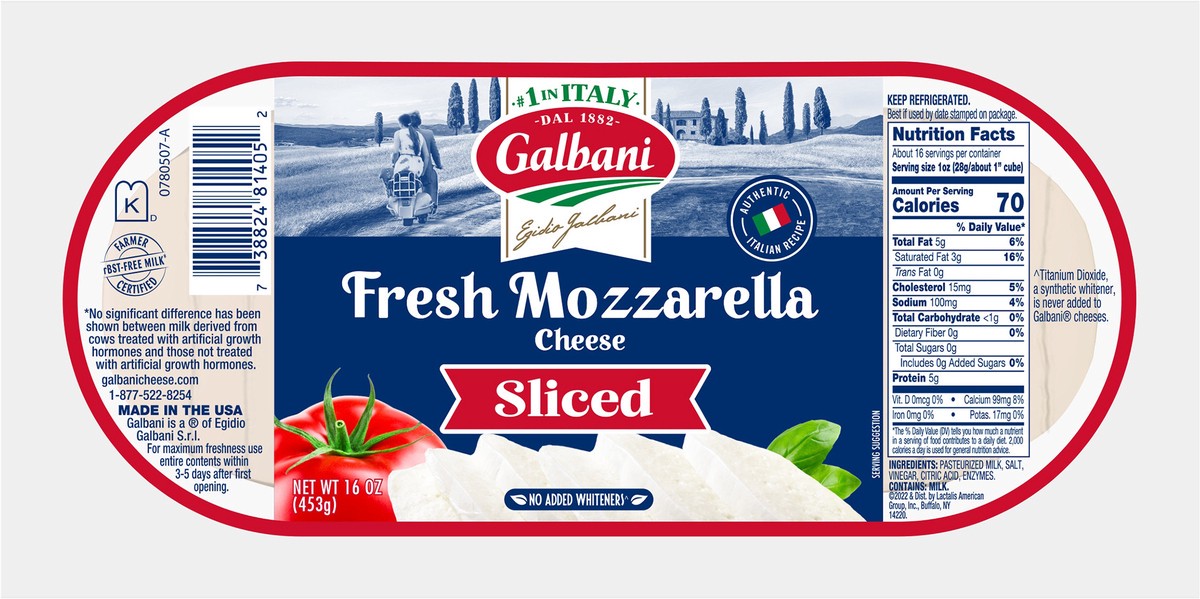 slide 7 of 10, Galbani Fresh Mozzarella 16oz Sliced Log, 16 oz