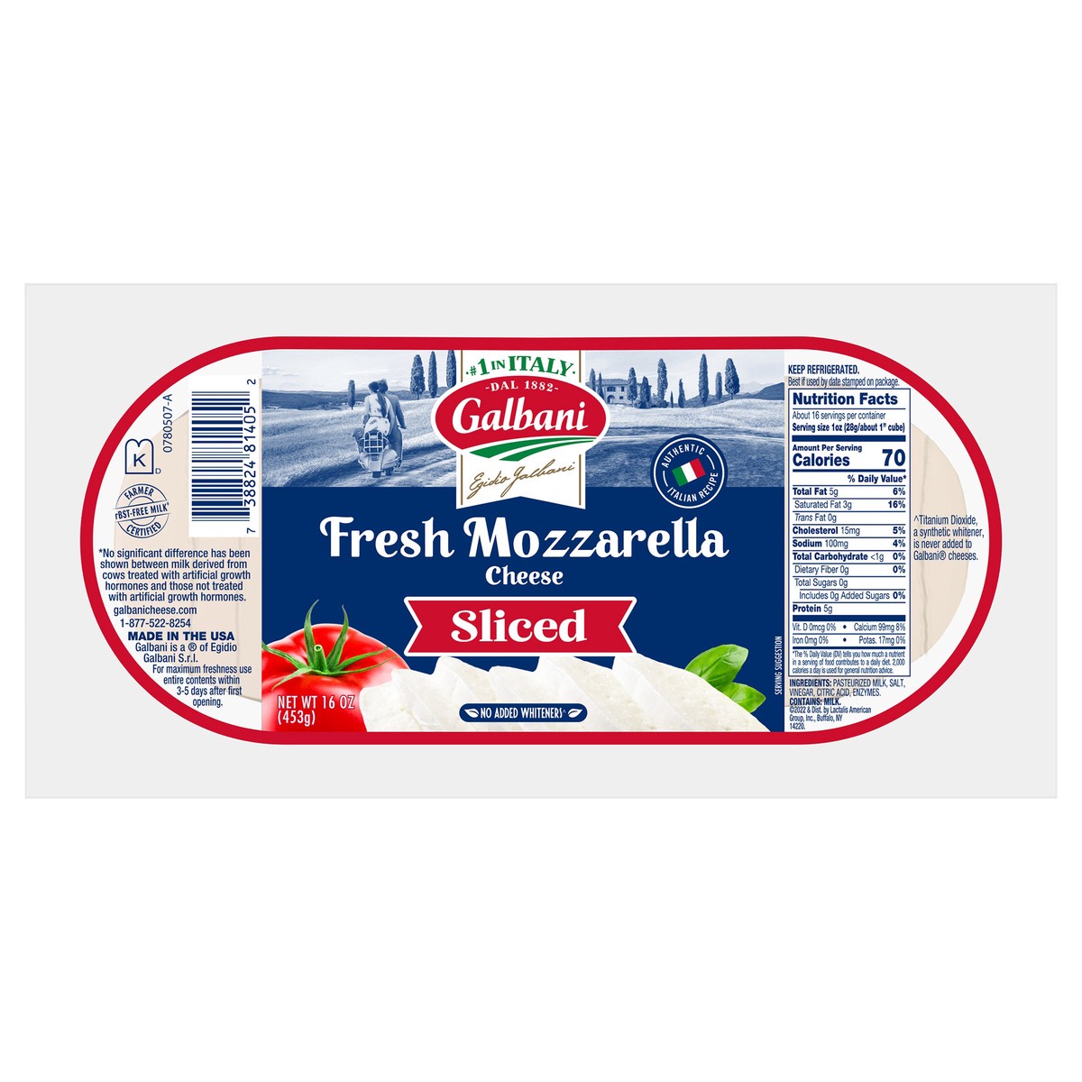 slide 1 of 10, Galbani Fresh Mozzarella 16oz Sliced Log, 16 oz