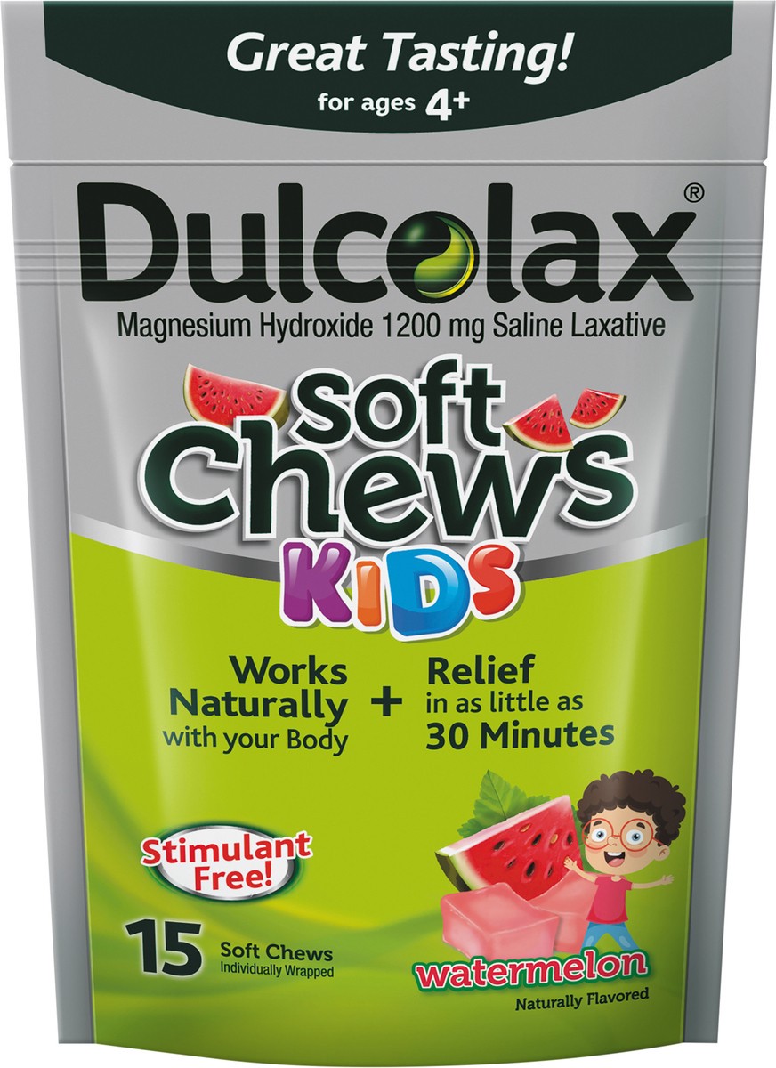 slide 2 of 5, Dulcolax Kids Saline Laxative Soft Chews, Watermelon Flavor, 15 Ct., 15 ct