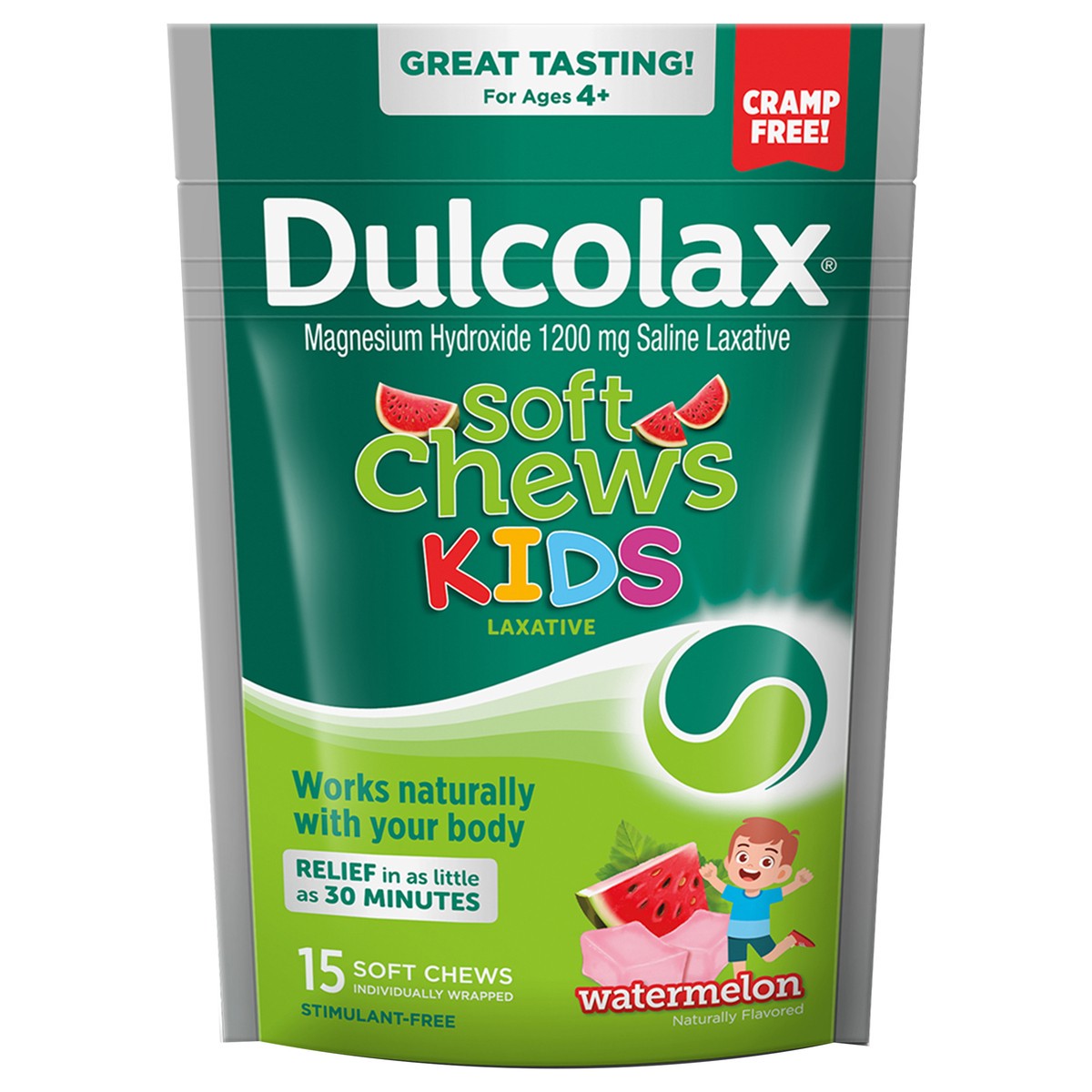 slide 1 of 5, Dulcolax Kids Saline Laxative Soft Chews, Watermelon Flavor, 15 Ct., 15 ct