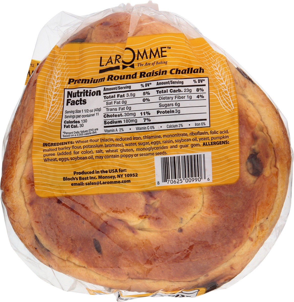 slide 7 of 9, Laromme Round Raisin Challah, 15 oz