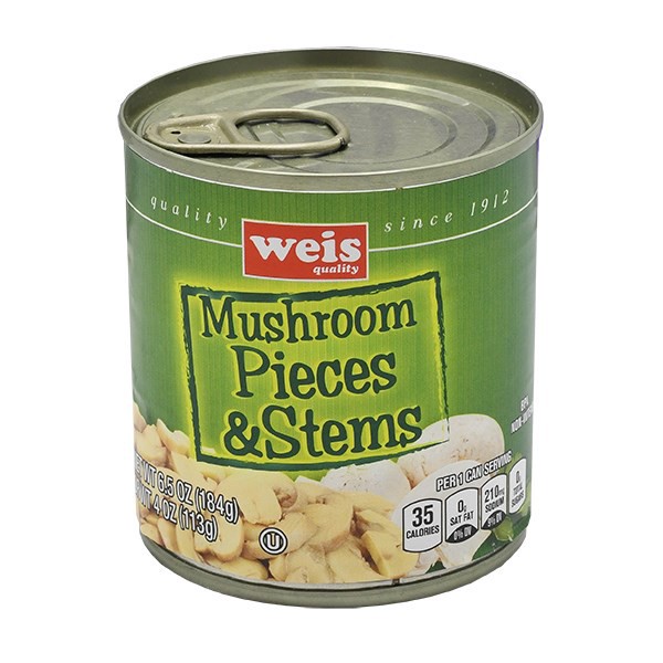 slide 1 of 6, Weis Quality Pieces and Stems Canned Vegetable-Mushrooms, 6.5 oz