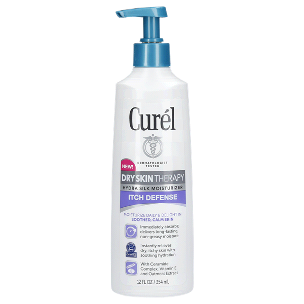 slide 1 of 3, Curél Dry Skin Therapy Itch Defense, 12 oz