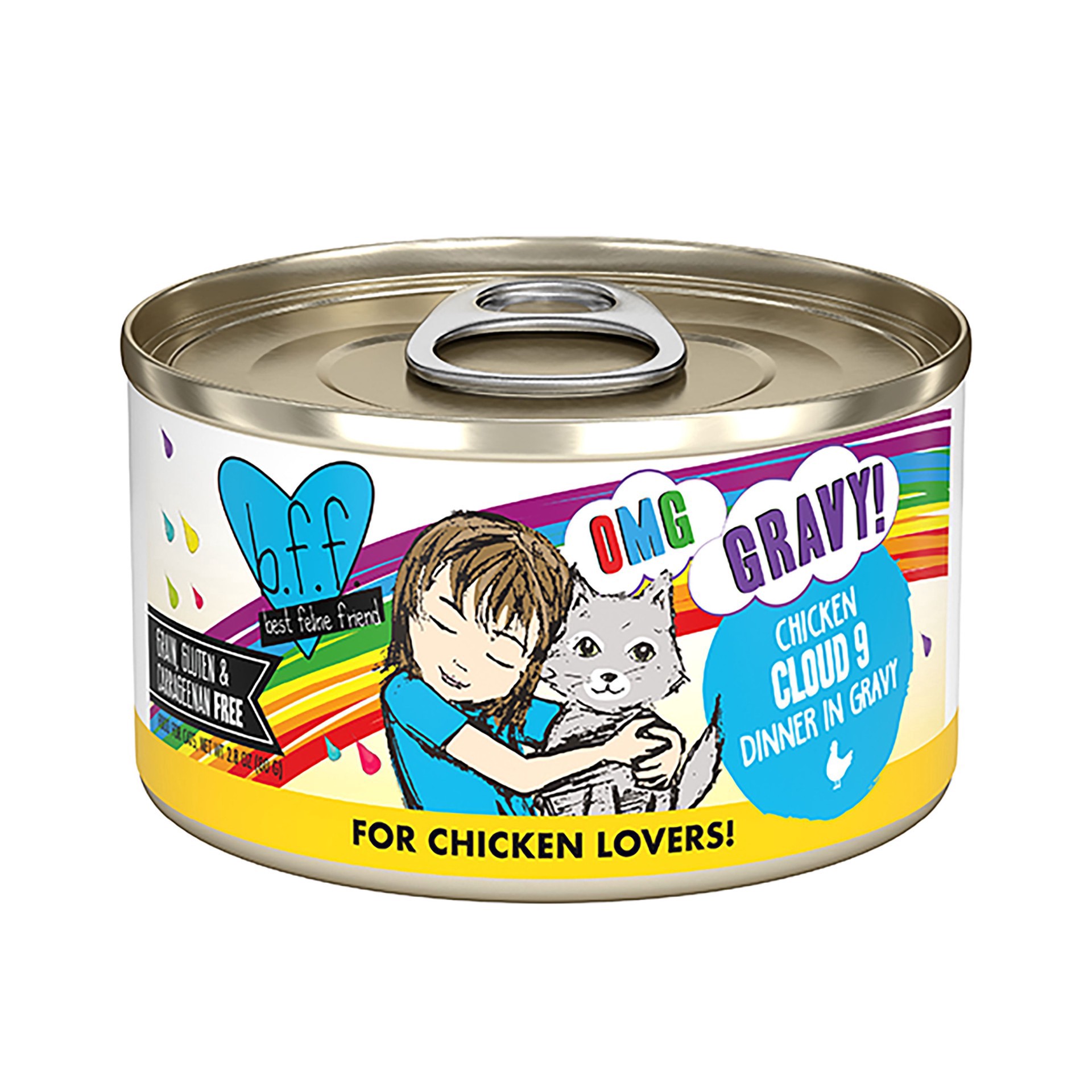 slide 1 of 1, B.F.F. OMG Cloud 9 Chicken Dinner in Gravy Wet Cat Food, 2.8 oz., 2.8 oz