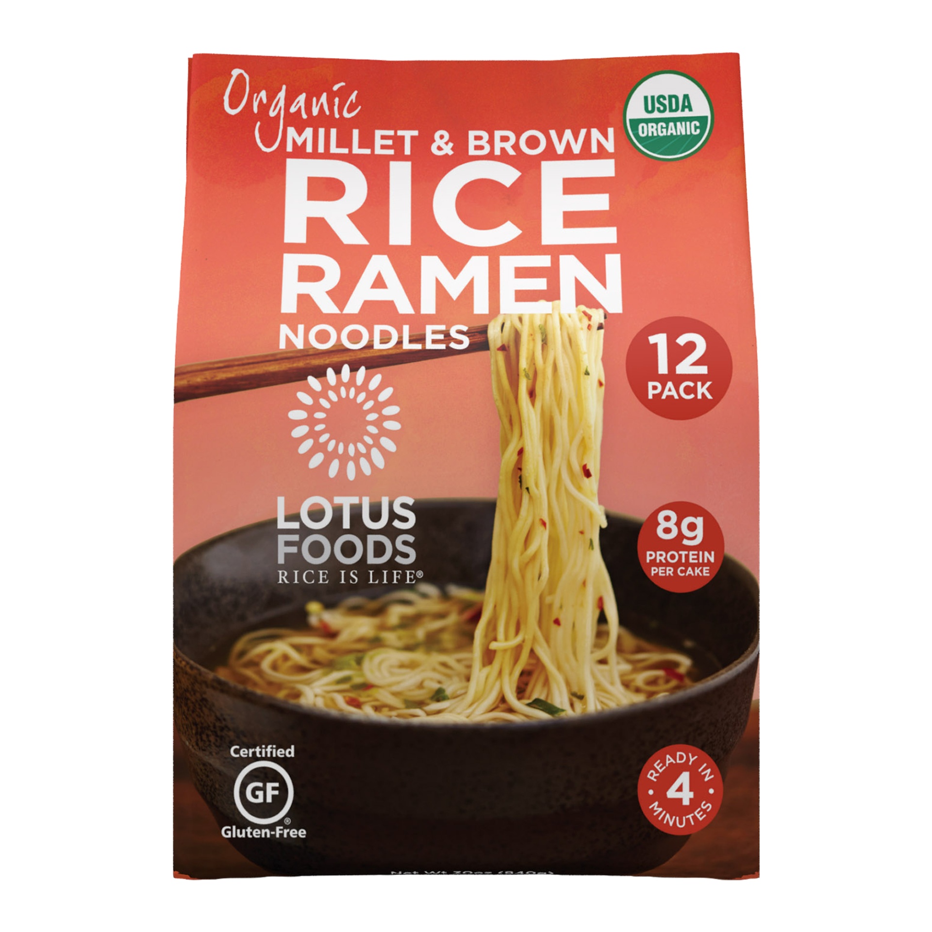 slide 1 of 1, Lotus Foods Organic Millet & Brown Rice Ramen, 