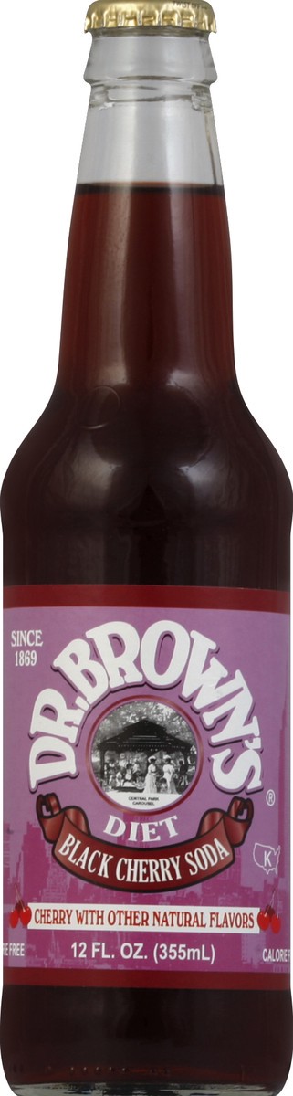 slide 4 of 5, Dr. Brown's Diet Black Cherry Soda, 12 fl oz