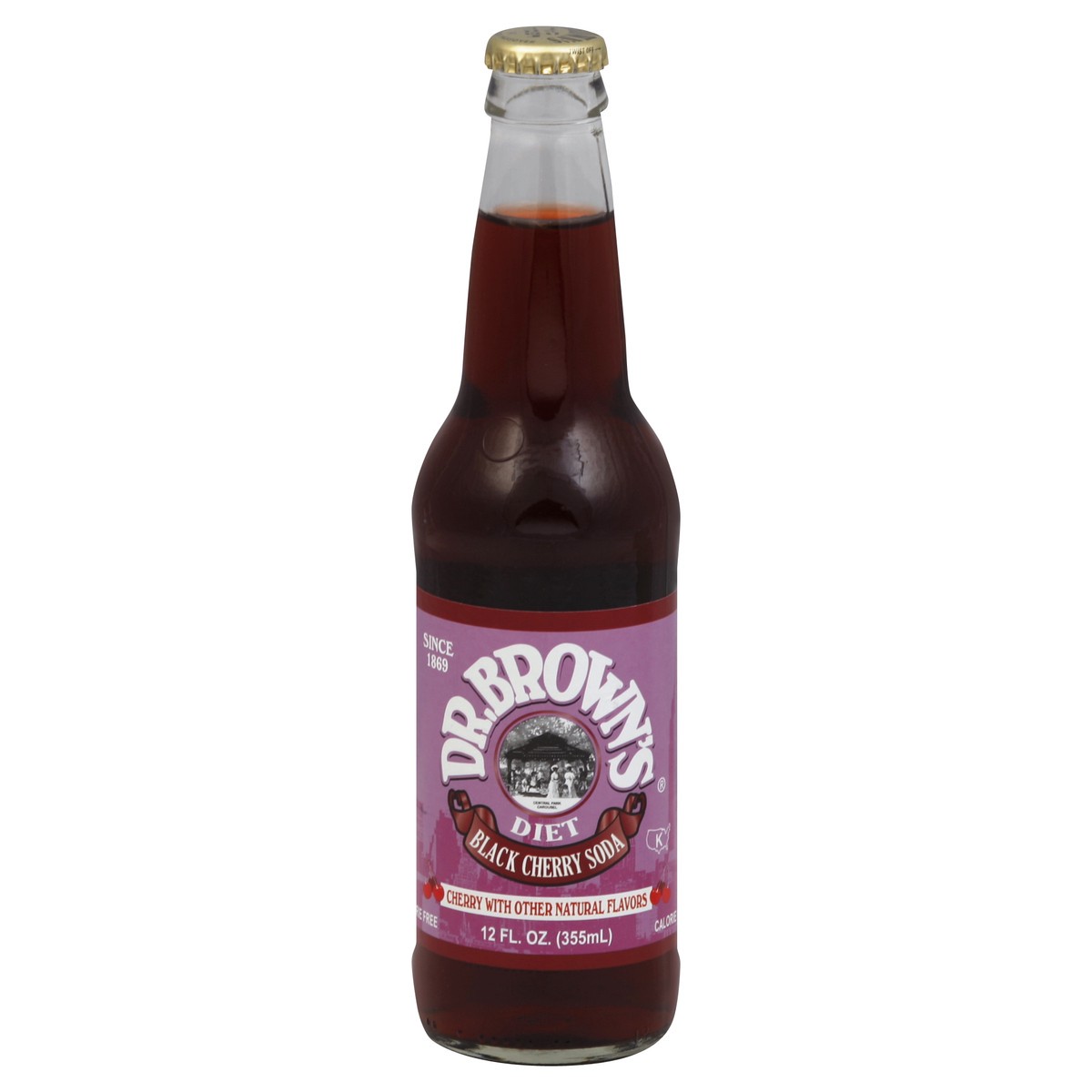 slide 5 of 5, Dr. Brown's Diet Black Cherry Soda, 12 fl oz