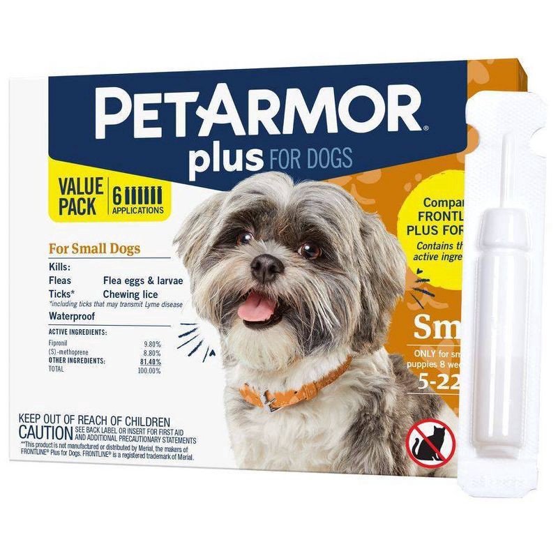 slide 4 of 7, PETARMOR Plus for Small Dogs 5-22 lbs, Flea & Tick Prevention for Dogs, 6-Month Supply, 6 ct