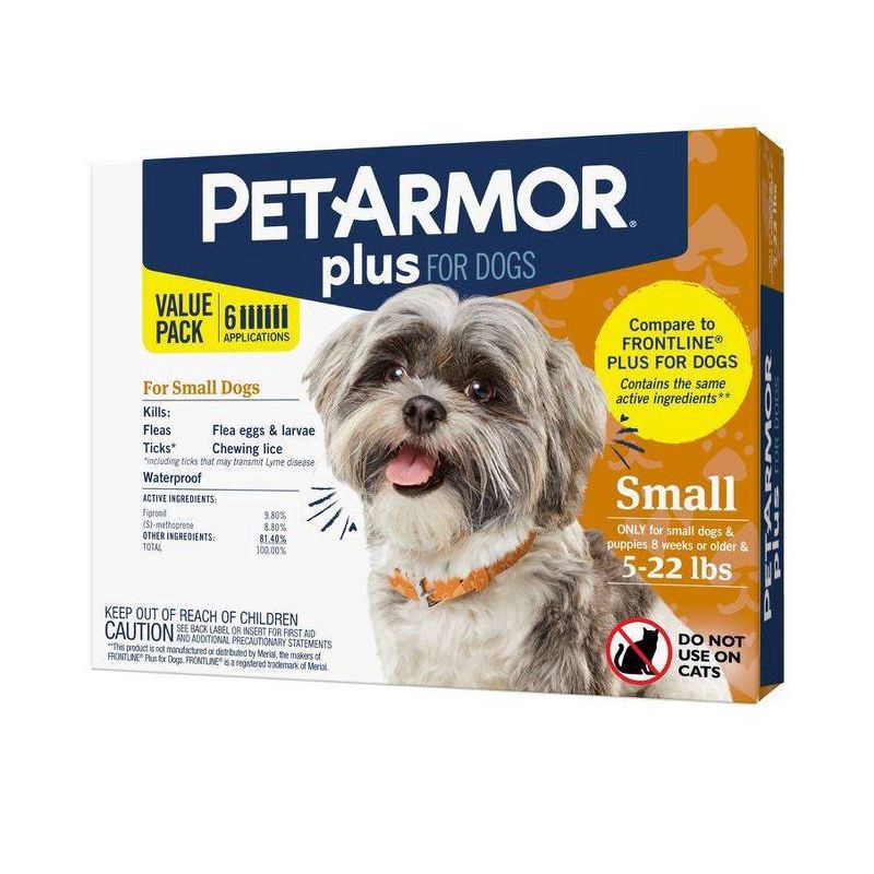 slide 1 of 7, PETARMOR Plus for Small Dogs 5-22 lbs, Flea & Tick Prevention for Dogs, 6-Month Supply, 6 ct
