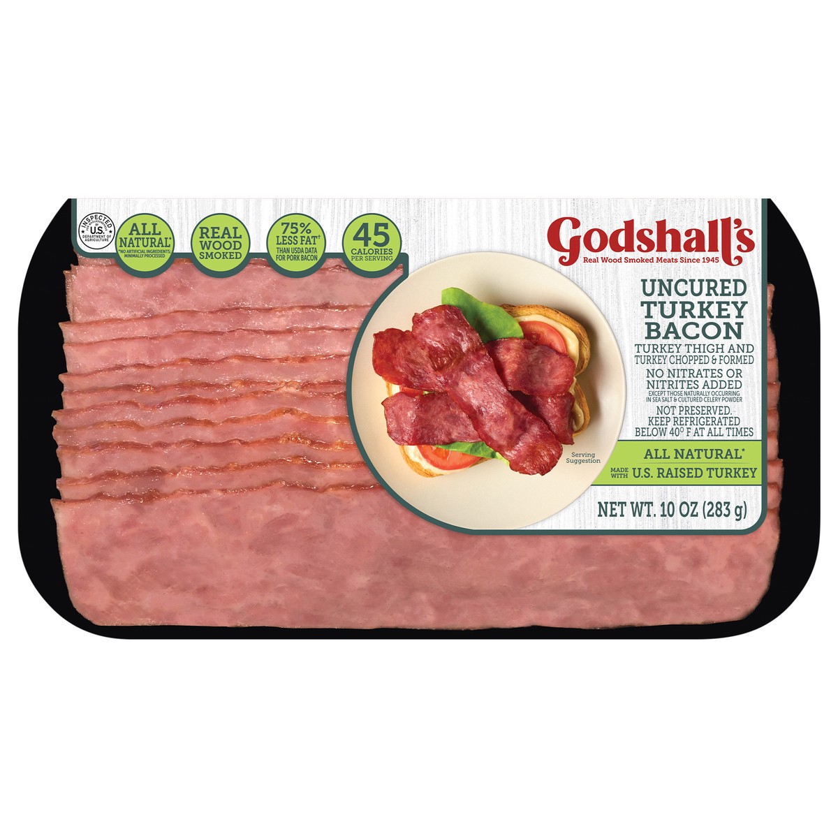 slide 1 of 11, Godshall''s Uncured Turkey Bacon, 10 oz