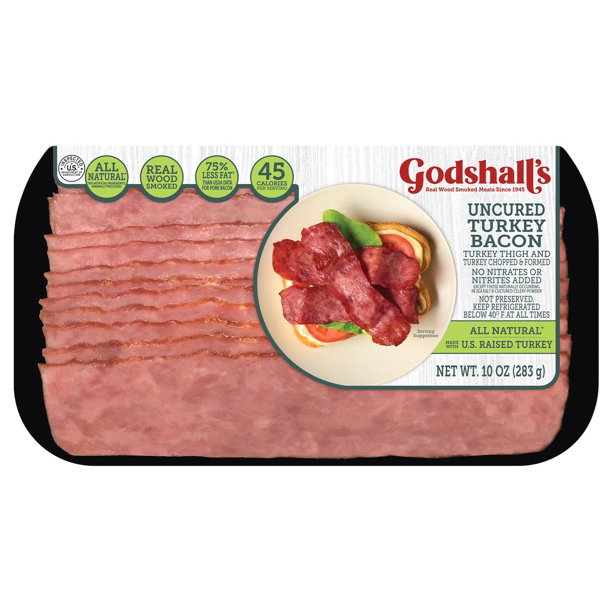 slide 1 of 11, Godshall's Uncured Turkey Bacon, 10 oz