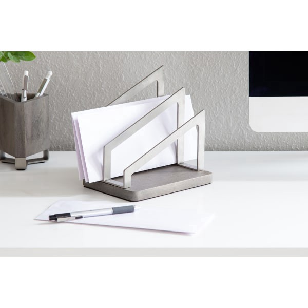 slide 3 of 7, Realspace Orix Wood/Metal Letter Sorter, 7""H X 7""W X 5""D, Gray/Nickel, 1 ct