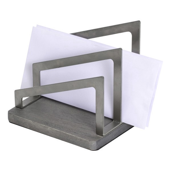 slide 2 of 7, Realspace Orix Wood/Metal Letter Sorter, 7""H X 7""W X 5""D, Gray/Nickel, 1 ct