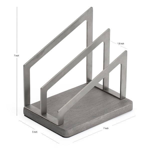 slide 5 of 7, Realspace Orix Wood/Metal Letter Sorter, 7""H X 7""W X 5""D, Gray/Nickel, 1 ct