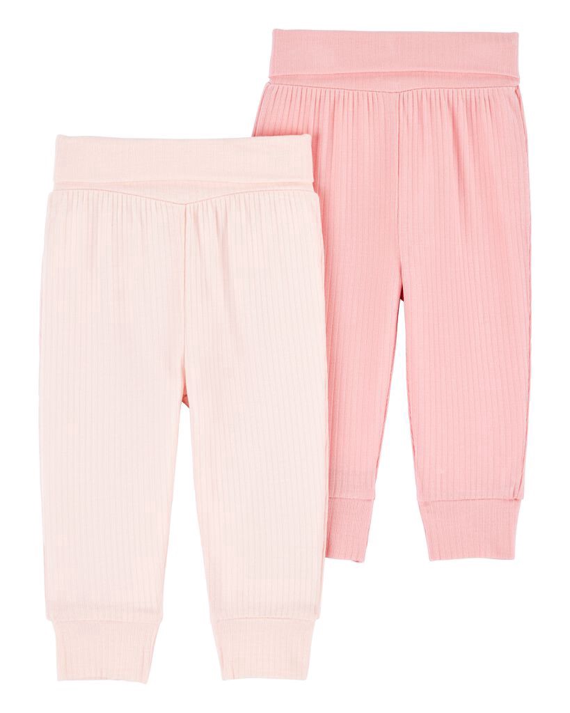 slide 2 of 5, Carter's Carters Baby 2-Pack Pull-On Pants Pink NB, 1 ct