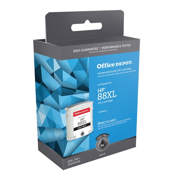 slide 1 of 3, Office Depot Brand Od88Bxl Remanufactured High-Yield Ink Cartridge Replacement For Hp 88Xl Black, 1 ct