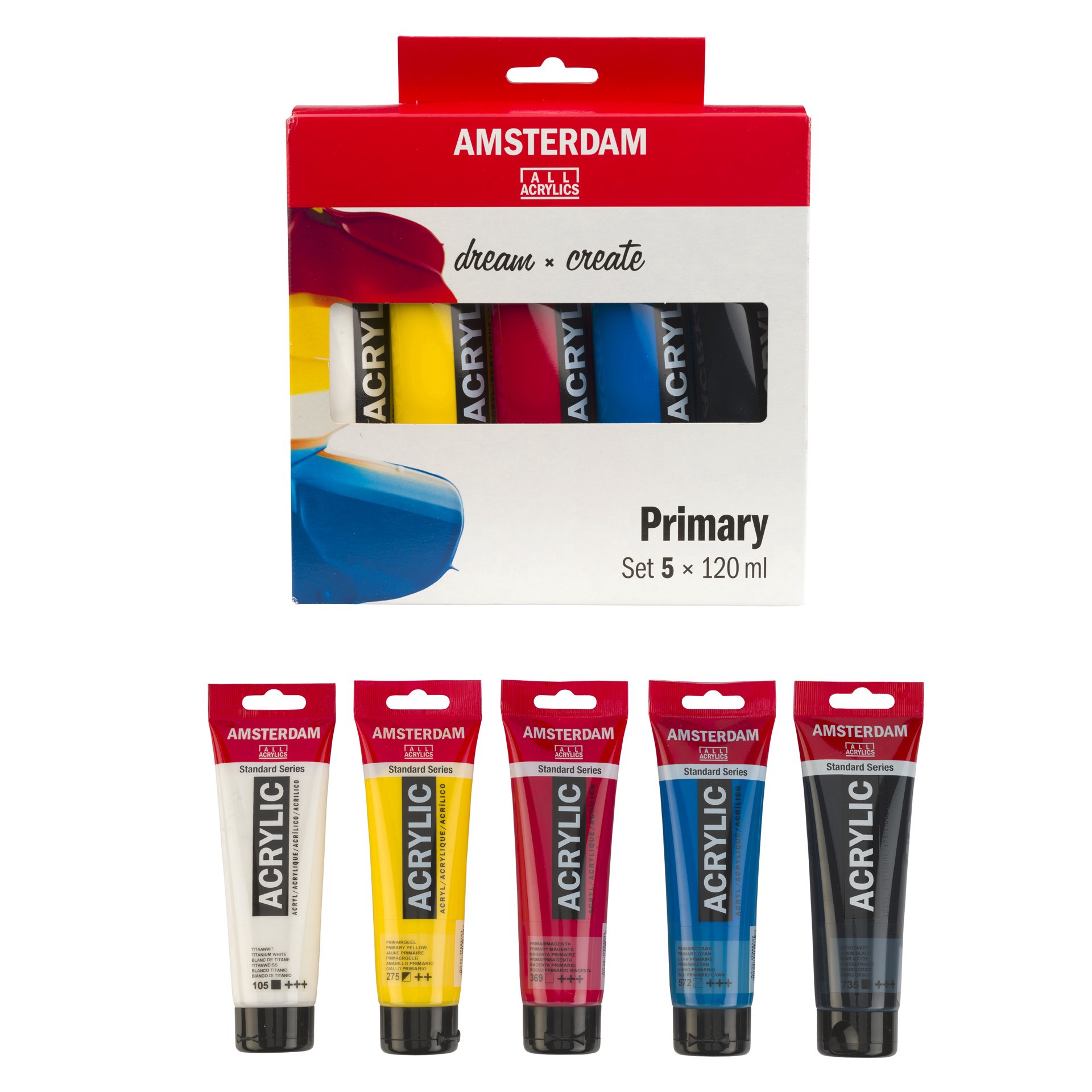 slide 6 of 6, New Amsterdam Standard Series Primary Acrylic Paint Set, 120 ml