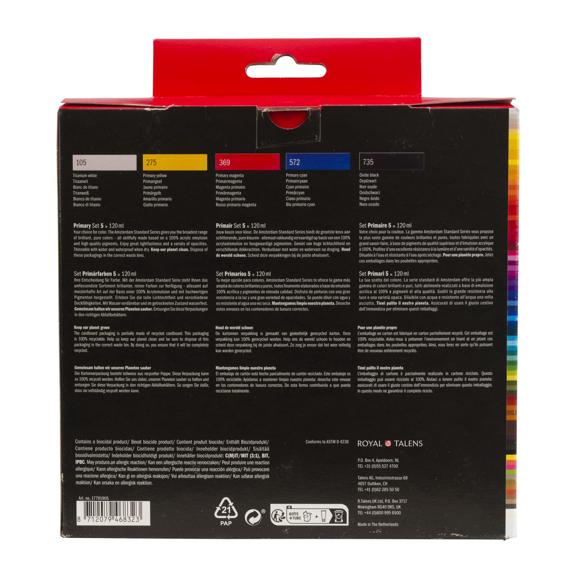 slide 4 of 6, New Amsterdam Standard Series Primary Acrylic Paint Set, 120 ml