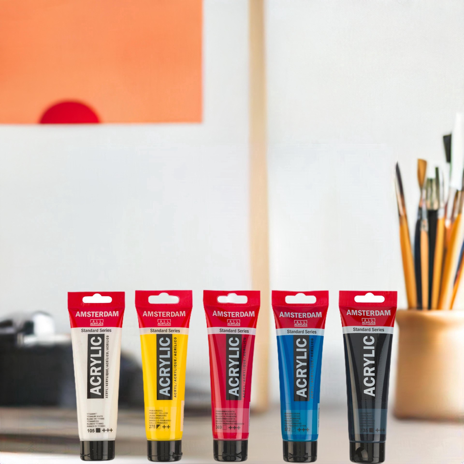 slide 5 of 6, New Amsterdam Standard Series Primary Acrylic Paint Set, 120 ml