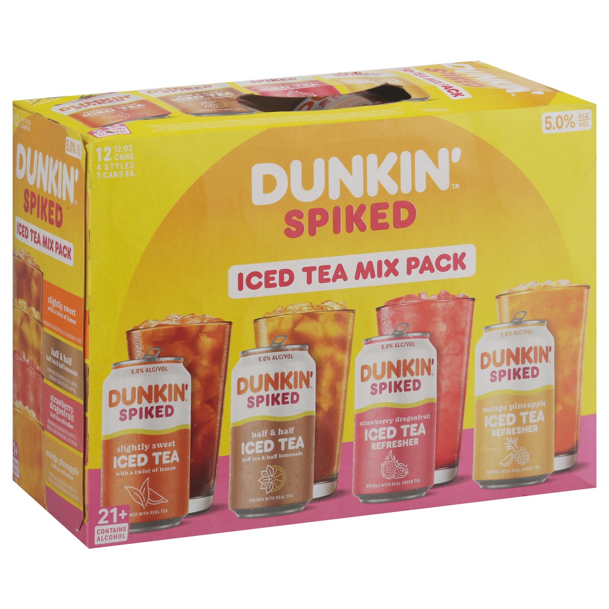 slide 3 of 11, Dunkin' Spiked 4 Style Iced Tea Mix Pack - 12 ct, 12 ct; 12 oz