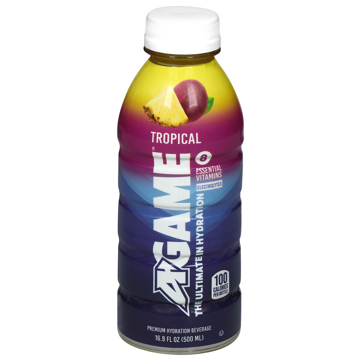 slide 1 of 4, A Game Bev Tropical, 16 oz